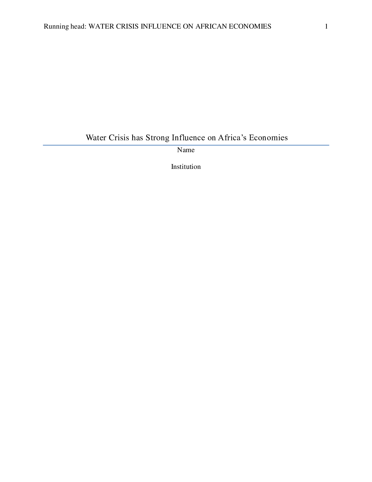 Preview image for Water Crisis has Strong Influence on Africa’s Economies